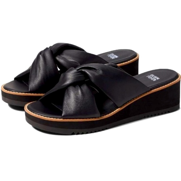 EILEEN FISHER Bene Twist Black Sandals LIKE NEW - Picture 1 of 6